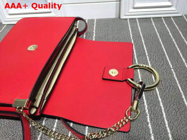 Chloe Small Faye Bag in Red Suede Calfskin and Smooth Calfskin Replica