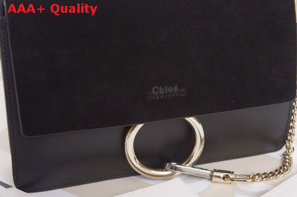 Chloe Small Faye Bag in Black Smooth Calfskin and Suede Calfskin Replica