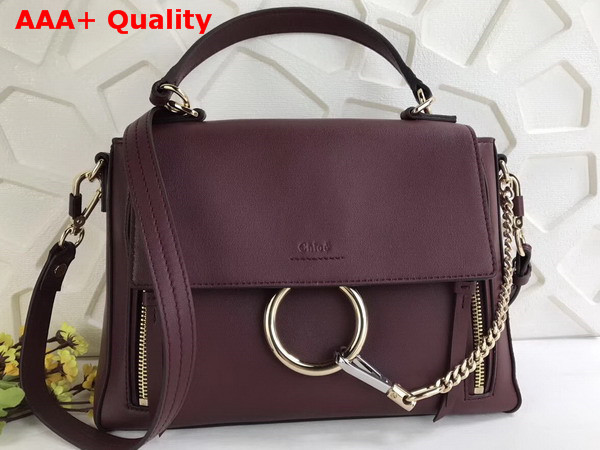 Chloe Small Faye Day Bag in Smooth and Suede Calfskin Carbon Brown Replica