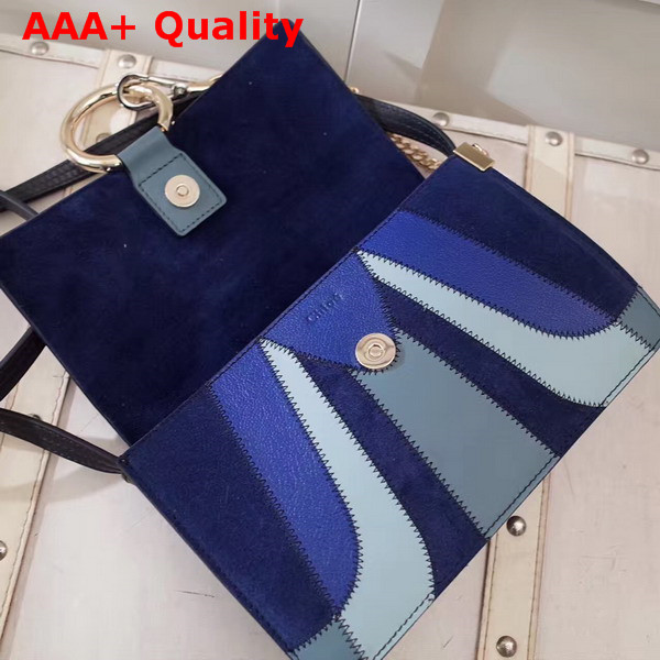 Chloe Small Faye Shoulder Bag in Navy Blue and Light Blue Grain Lambskin Smooth and Suede Calfskin Replica