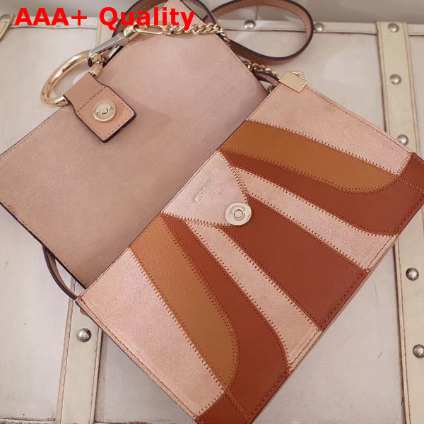 Chloe Small Faye Shoulder Bag in Nude and Brown Small Grain Lambskin Smooth and Suede Calfskin Replica