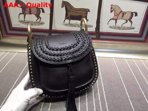 Chloe Small Hudson Bag in Black Smooth Calfskin with Suede Calfskin Tassel Replica