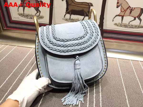 Chloe Small Hudson Bag in Suede Calfskin with Tassel Summer Blue Replica