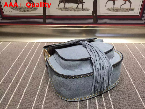 Chloe Small Hudson Bag in Suede Calfskin with Tassel Summer Blue Replica