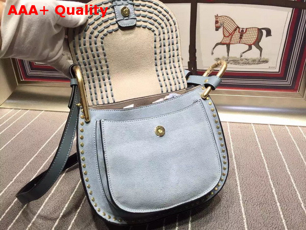 Chloe Small Hudson Bag in Suede Calfskin with Tassel Summer Blue Replica