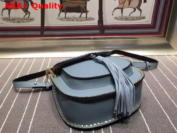 Chloe Small Hudson Bag in Summer Blue Smooth Calfskin with Suede Calfskin Tassel Replica