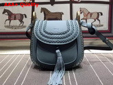 Chloe Small Hudson Bag in Summer Blue Smooth Calfskin with Suede Calfskin Tassel Replica