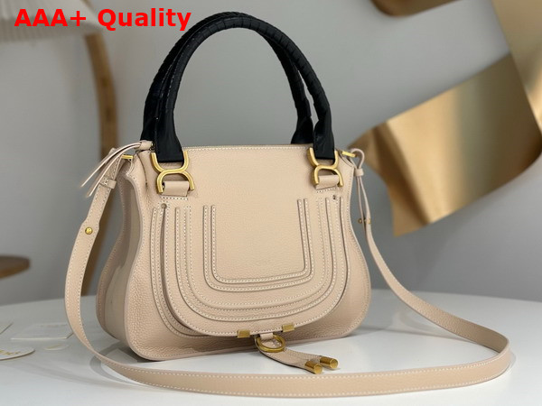 Chloe Small Marcie Bag in Boyish Brown Grained Leather with Black Handle Replica