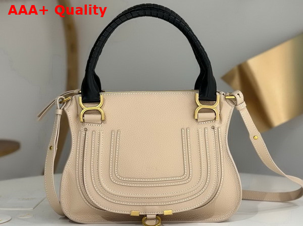 Chloe Small Marcie Bag in Boyish Brown Grained Leather with Black Handle Replica