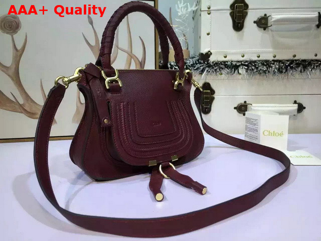 Chloe Small Marcie Bag in Grained Calfskin Oxblood Replica
