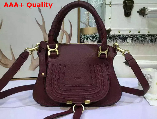 Chloe Small Marcie Bag in Grained Calfskin Oxblood Replica