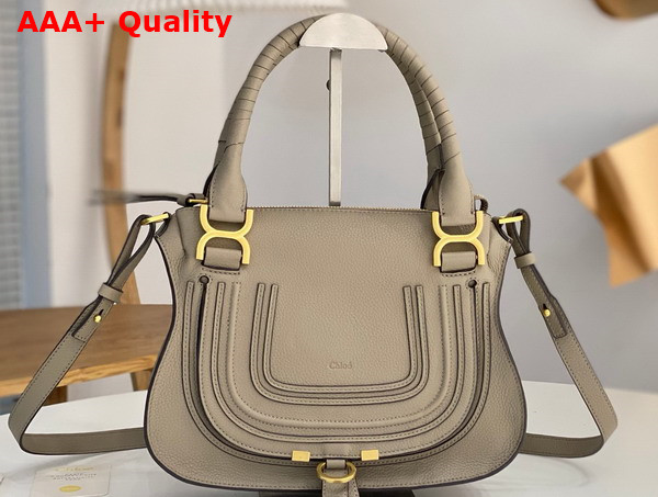 Chloe Small Marcie Bag in Light Grey Grained Leather Replica