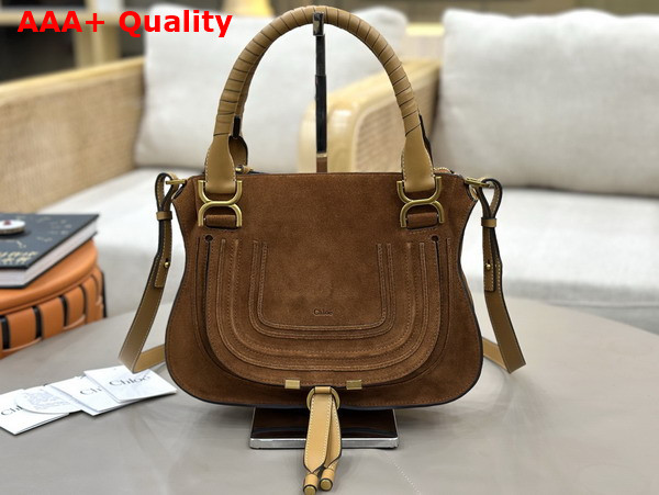 Chloe Small Marcie Bag in Suede Leather Gold and Khaki Replica