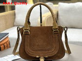 Chloe Small Marcie Bag in Suede Leather Gold and Khaki Replica