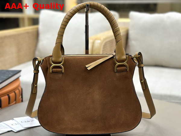 Chloe Small Marcie Bag in Suede Leather Gold and Khaki Replica