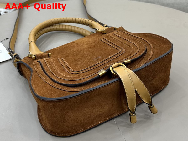 Chloe Small Marcie Bag in Suede Leather Gold and Khaki Replica