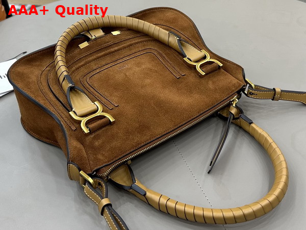 Chloe Small Marcie Bag in Suede Leather Gold and Khaki Replica