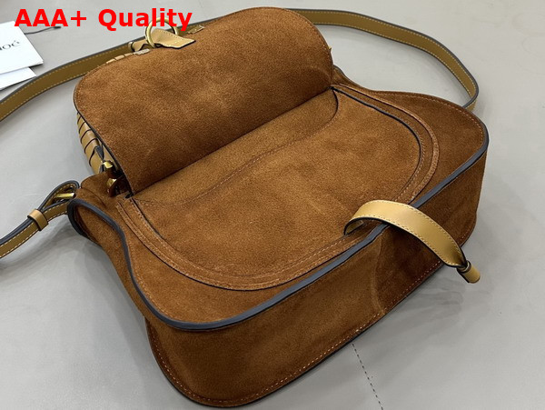 Chloe Small Marcie Bag in Suede Leather Gold and Khaki Replica