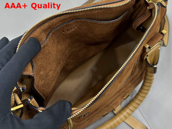Chloe Small Marcie Bag in Suede Leather Gold and Khaki Replica