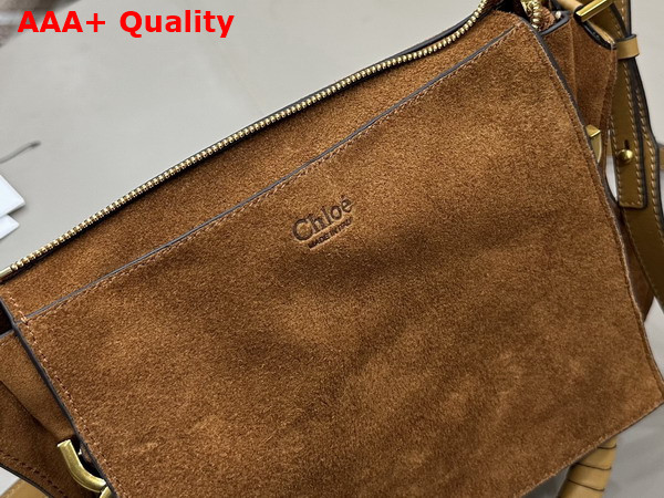Chloe Small Marcie Bag in Suede Leather Gold and Khaki Replica