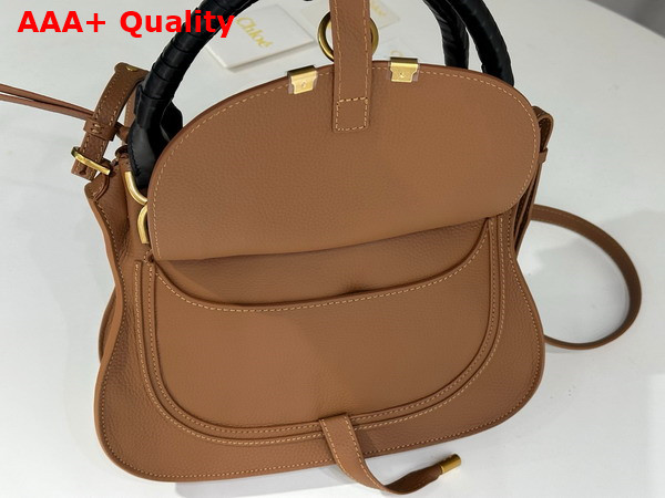 Chloe Small Marcie Bag in Tan Grained Leather with Black Handle Replica