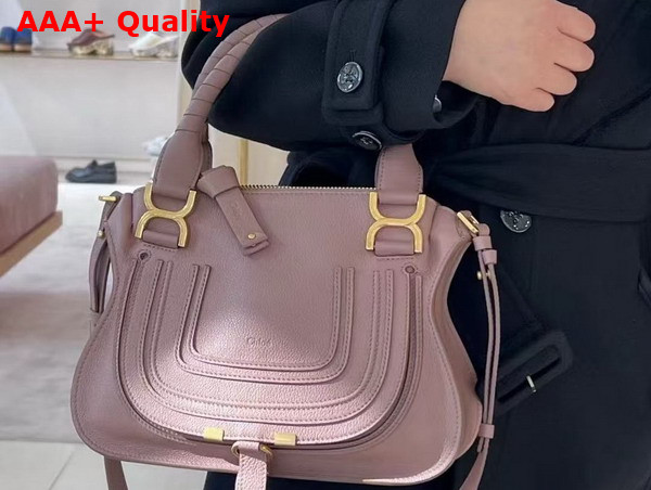 Chloe Small Marcie Bag in Woodrose Grained Leather Replica