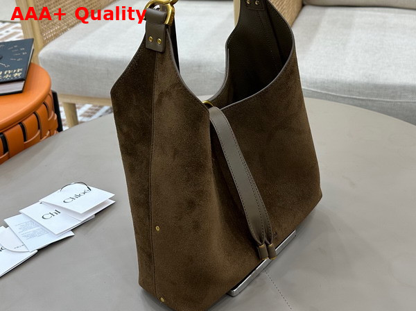 Chloe Small Marcie Hobo Bag in Suede Leather Flannel Grey Replica