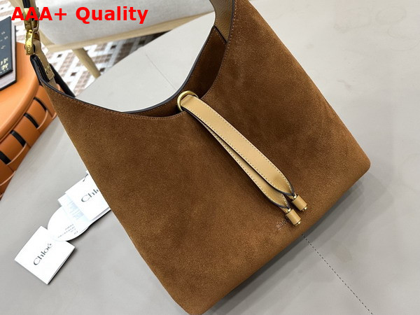 Chloe Small Marcie Hobo Bag in Suede Leather Gold and Khaki Replica
