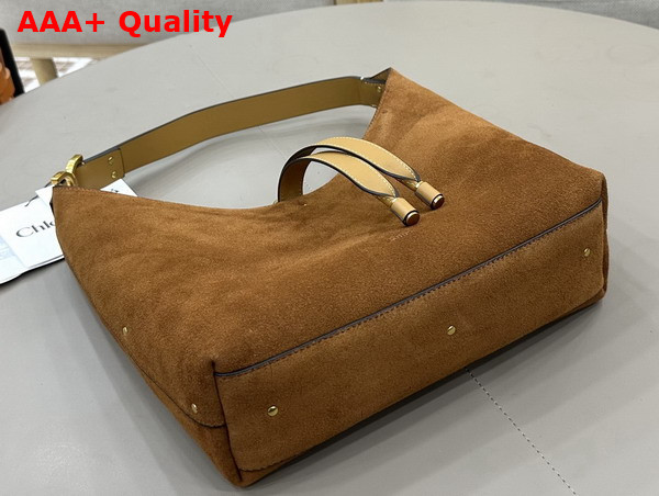 Chloe Small Marcie Hobo Bag in Suede Leather Gold and Khaki Replica