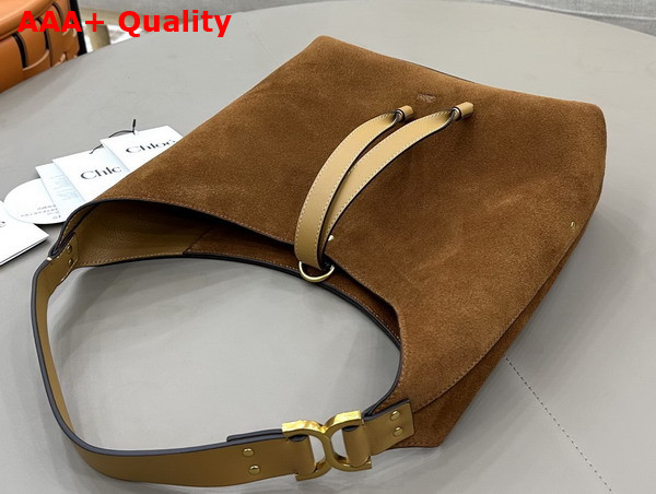 Chloe Small Marcie Hobo Bag in Suede Leather Gold and Khaki Replica