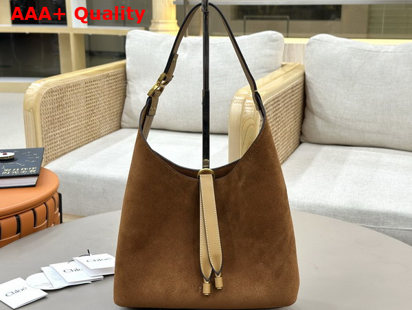 Chloe Small Marcie Hobo Bag in Suede Leather Gold and Khaki Replica
