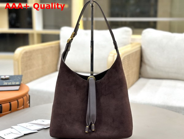 Chloe Small Marcie Hobo Bag in Suede Leather Kohl Brown Replica
