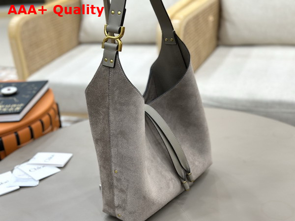 Chloe Small Marcie Hobo in Suede Leather Motty Grey Replica