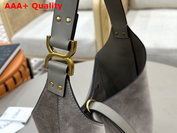 Chloe Small Marcie Hobo in Suede Leather Motty Grey Replica