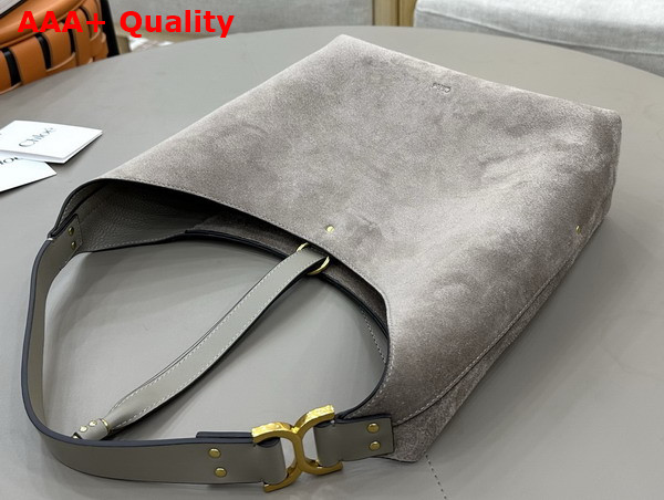 Chloe Small Marcie Hobo in Suede Leather Motty Grey Replica