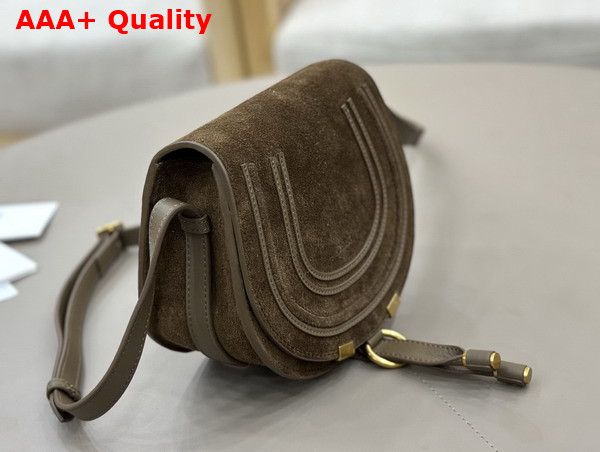 Chloe Small Marcie Saddle Bag in Suede Leather Flannel Grey Replica