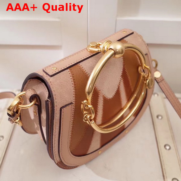 Chloe Small Nile Bracelet Bag Small Grain Lambskin Smooth and Suede Calfskin Nude and Brown Replica
