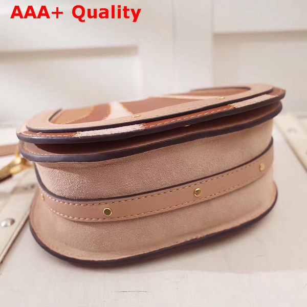 Chloe Small Nile Bracelet Bag Small Grain Lambskin Smooth and Suede Calfskin Nude and Brown Replica