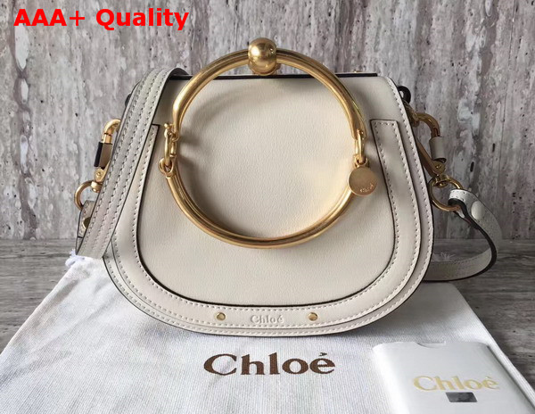 Chloe Small Nile Bracelet Bag in White Smooth and Suede Calfskin Replica