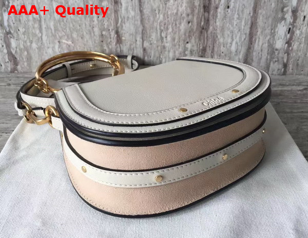 Chloe Small Nile Bracelet Bag in White Smooth and Suede Calfskin Replica