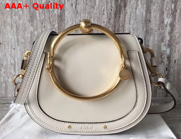 Chloe Small Nile Bracelet Bag in White Smooth and Suede Calfskin Replica