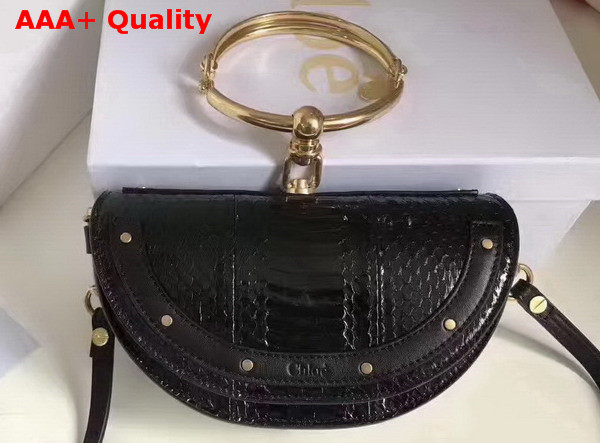 Chloe Small Nile Minaudiere in Black Python Replica