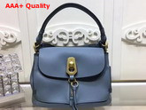 Chloe Small Owen Bag with Flap in Cloudy Blue Smooth and Suede Calfskin Replica