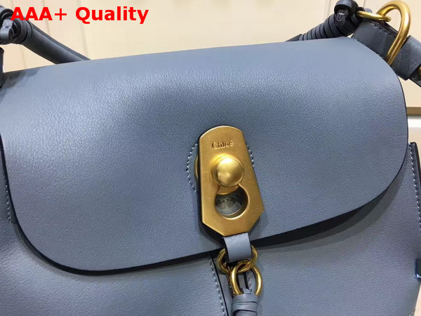 Chloe Small Owen Bag with Flap in Cloudy Blue Smooth and Suede Calfskin Replica