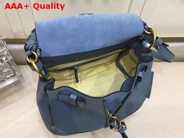 Chloe Small Owen Bag with Flap in Cloudy Blue Smooth and Suede Calfskin Replica