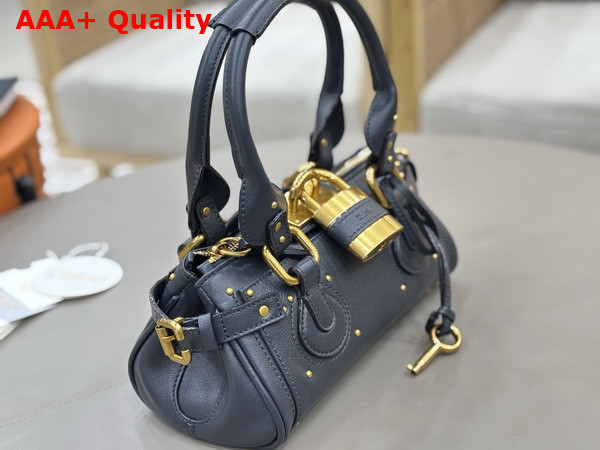 Chloe Small Paddington Bag in Steel Grey Grained Leather Replica