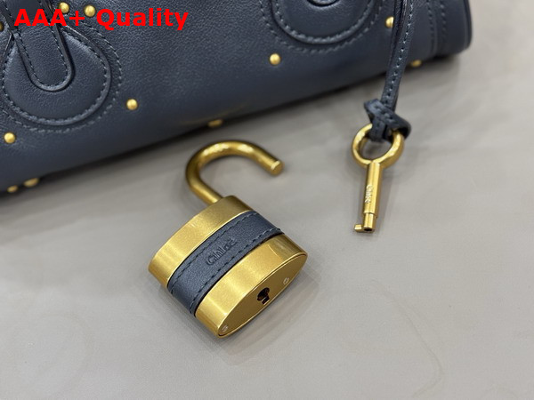 Chloe Small Paddington Bag in Steel Grey Grained Leather Replica