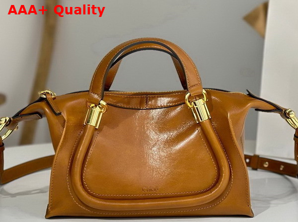 Chloe Small Paraty 24 Bag in Shiny Leather Clay Brown Replica