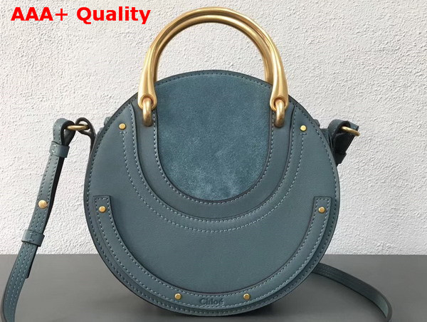 Chloe Small Pixie Bag Cloudy Blue Suede and Smooth Calfskin Replica