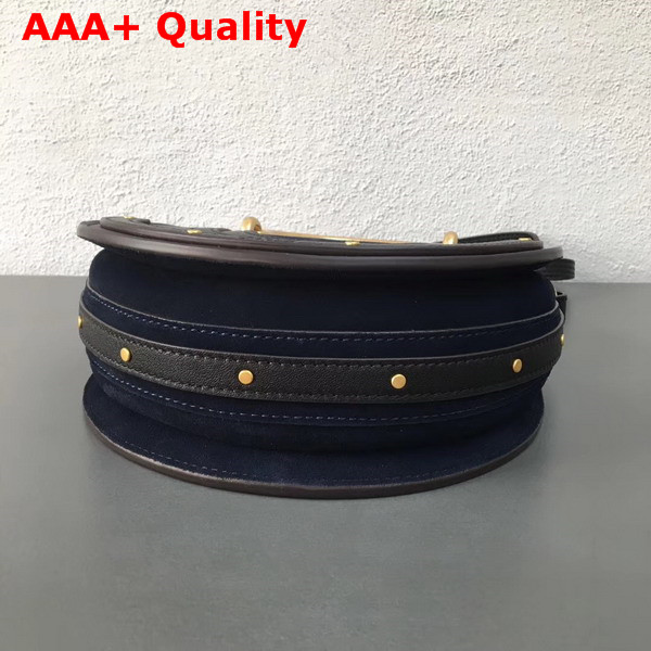Chloe Small Pixie Bag Navy Blue Suede and Black Smooth Calfskin Replica
